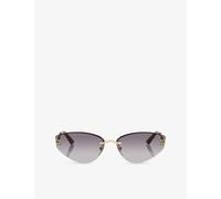 Cartier Womens Cartier ct0431S Cat-Eye Frame Metal Sunglasses Gold