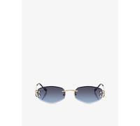Cartier Womens Cartier ct0467S Rectangle-Frame Metal Sunglasses Gold