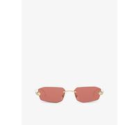 Cartier Womens Cartier ct0474S Panthère Rectangle-Frame Metal Sunglasses Gold