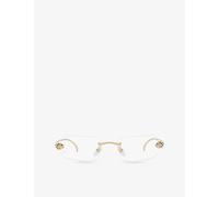 Cartier Womens Cartier ct0494O Panthère Rectangle-Frame Metal Optical Glasses Gold