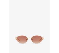 Cartier Womens Cartier ct0504S Oval-Frame Metal Sunglasses Gold