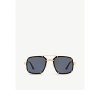 Cartier Womens ct0194S Santos De Cartier Metal Acetate Rectangle-Frame Sunglasses Gold