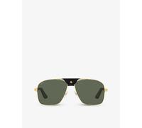 Cartier Womens Green Ct0389s-001 Santos De Square-frame Metal and Leather Sunglasses 6.1x1.5x14.5cm
