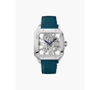 Cartier Womens Steel Crwhsa0021 Santos De Skeleton Leather and Stainless-steel Watch 39.8mm