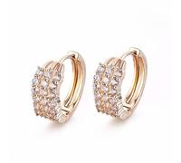 Cartilage Earring Hoop, Rose Gold Hoop Earrings Geometric Elegance with Paved Zirconia for Men Wedding Jewelry Elegant