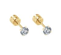 Cartilage Earring Jewelry, Stainless Steel Earrings Studs Gold 3mm Round with Cubic Zirconia 3mm for Men Mother'S Day Jewelry Modern