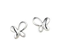 Cartilage Earring Studs, Silver Earrings Cute Unsymmetrical Butterfly for Women Anniversary Jewelry Simple
