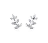 Cartilage Earrings, 925 Earrings Studs Silver Cubic Zirconia Leaf Shape 6.1X9.7mm for Women Fathers Day Jewelry Modern