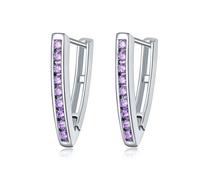 Cartilage Earrings, Cubic Zirconia Earrings for Women Purple Stud Triangle V Shaped with Zircon for Aunt Anniversary Jewelry Classic
