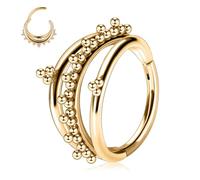 Cartilage Earrings Surgical Steel Helix Piercing Triple Nose Hoop Ring 16G Conch Hoop Earrings Conch Piercing Gold Micro Lobe Earrings with Beads Lip Earrings Helix Lobe Septum Jewellery 8mm