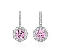 Cartilage Earrings, Womens Cubic Zirconia Earrings Pink Stud Round 21.6X10.3mm for Sister Fathers Day Jewelry Classic