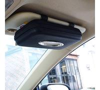 Cartisen Car Tissue Holder, Sun Visor Napkin Holder, Car Visor Tissue Holder, PU Leather Backseat Tissue Case Holder for Car,Vehicle (Black)