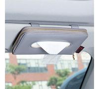 Cartisen Modern Grey PU Leather Car Sun Visor Tissue Holder with Zipper