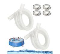 Cartlant 2Pcs 32mm Above Ground Pool Hoses Replacement, 1.5 Meter Long Swimming Pool Filter Pump Pipe Kit with 4 Metal Clips, Clear PVC Water Drain Hose for Garden Outdoor Hosepipe Accessories