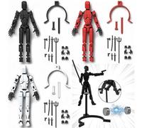 Cartlant 3Pcs Magnetic T13 Action Figures, Dummy Titan T 13 Movable Play Figure Toy 3D Printed Robot 13 Set with Stand, Multi Joints Characters Stop Motion Man Game Toys with 7 Weapons, 3 Hands