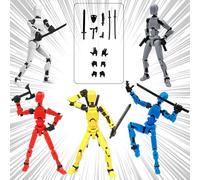 Cartlant 5Pcs T13 Action Figures Set, Cool Dummy Titan 13 Robo Action Figure for Adults Stop Motion Animation, T 13 Man 3D Printed Articulated Movie Boys Play Toy with 6 Weapons and 3 Hands