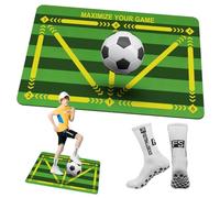 Cartlant Football Training Mat with Non-Slip Socks, Footstep Ball Mastery Dribble Control Mat for Kids Adults, Indoor Rubber Skill Practice Equipment Gift for Soccer Players, Coaches, 90x60cm