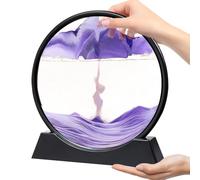 Cartlant Moving Sand Picture, 12Inch Art Sand Painting in Glass 3D Deep Sea Landscape, Display Round Frame Flowing Liquid Motion Scenery Relaxing Sculpture Ornament for Adults Room Office (Purple)