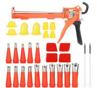 Cartlant Silicone Caulking Gun with 15 Nozzles Tips, Heavy Duty Sealant Gun Applicator V Shape Tube Caulk Tool Kit, Compact Dripless Mastic Smoother for Window Shower Filling Grouting Sealing