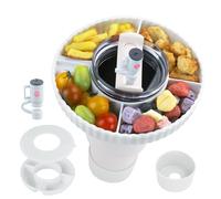 Cartlant Snack Tray with Lid for Stanley Cup 40oz, Reusable Snack Bowl with Boot, Straw Topper Cover for Travel Mug, Silicone Food Holder for Stanley Cup Accessories Popcorn Car Movie(White)