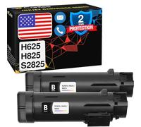 Cartlee 2 Black Compatible High Yield Laser Toner Cartridges Replacement for Dell H625cdw H825cdw S2825cdn H625 H825 s2825 Smart Color Multifunction Printers Ink