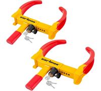 Cartman Heavy Duty Trailer Lock Wheel Clamp, Universal Security Tire Lock, Adjustable Anti Theft Lock for Trailers SUV Boats ATVs Motorcycles Golf Cart, 2 Packs 4 Alike Keys