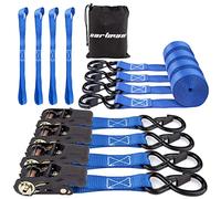 Cartman Ratchet Tie Down Straps 4PK 2,000lb Max Break Strength with Premium 1" x 15' Rachet Tie Downs with Padded Handles, 4PK 1" x 18" Soft Loop for Moving, Securing Cargo