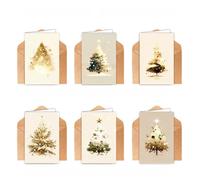 Cartoline d'auguri per le vacanze di Natale con Busta, Carta Regalo dell'acquerello dell'albero di Natale D'oro Buone Buste di Carta stagionali per la famiglia, GLI Amici