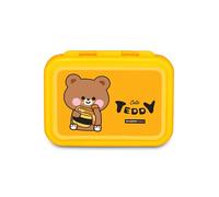 Cartomania Chill & Refill Lunch Box Bear Theme Orange Steel Airtight Divider Internal Divider Heat Resistant School Travel for Boys Girls Gift