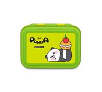 Cartomania Chill & Refill Lunch Box Panda Theme Green Steel Airtight Internal Divider Heat Resistant Dishwasher Safe School Travel for Boys Girls Gift