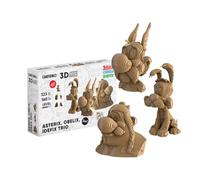CARTONIC Asterix Obelix Idefix Trio Cardboard 3D Puzzle Set - 3 Models | 323 Pieces, DIY Sculpture Kit for Teens & Adults - Recycled Materials, Paintable, Gift-Ready Desk Décor