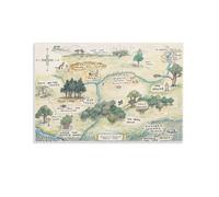 Cartoon 100 Acre Map Winnie Kids Room Decor Poster For Room Aesthetic Canvas Wall Art Bedroom Decor 16x24inch(40x60cm)