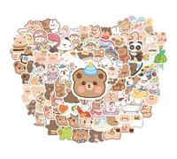 Cartoon 100Pcs Cute Kawaii Korean Bear Sticker, Waterproof Vinyl Aesthetic Stickers for Water Bottle, Notebook, Laptop, Decorative Gifts for Kids