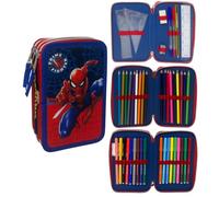 CARTOON 3 Zip Pencil Case with Giotto Crayons and Markers, Spider-Man, 20 x 13 x 6 Cm, Pen holder
