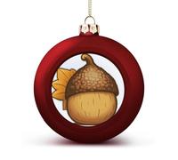 Cartoon Acorn Christmas Tree Ornaments 1.6 Inch Shatterproof Pc Plastic Balls with Lanyard Baubles Hanging Christmas Ball Ornaments for Xmas Tree Holiday Party Wedding Home Decorations-red