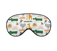 Cartoon African Animals Sleep Mask Tiger Giraffe Elephant Blindfold for Sleeping Elastic Blackout Eye Mask Cover for Full Night's Sleep Travel and Nap