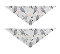 Cartoon African Grey Parrot White Dog holiday bandanas Adjustable Triangle Bibs Kerchief Set Cute Pet Holiday Set for Dogs Cats M