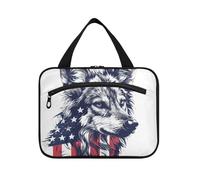 Cartoon African Wild Dog 4th Of July Independence Day hanging kits for men travel with hook, designer necessities travel bag toiletry for travel must haves bathroom estuches para maquillaje L, cartoon