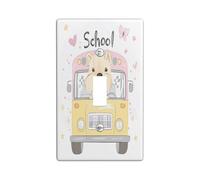 Cartoon Airedale Terrier Dog Decorative Light Switch Cover Wall Plate 1 Gang Single Toggle, Kid School Bus Electrical Faceplate for Kitchen Bathroom, Pet Switchcover Decor