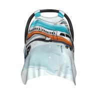 Cartoon Airplane Baby Car Seat Canopy Cover, Multi Use Breathable Nursing Breastfeeding Covers for Mom Soft Stroller Sun Shade Newborn Shower Gift