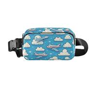 Cartoon Airplane in Sky Fanny Pack for Women Men, Bumbag Crossbody Waist Packs with Adjustable Strap Belt Bag for Travel Workout Hiking