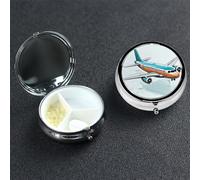 Cartoon Airplane Pill Case 3 Compartment Pill Box Portable Metal Pill Organizer Cute Travel Pill Container Vitamin Organizer for Purse Pocket Travel Gift