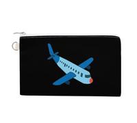 Cartoon Airplane Portable Canvas Coin Purse Fashion Pencil Case Travel Makeup Bag