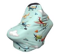 Cartoon Airplanes Nursing Cover 360° Full Coverage Cute Aircraft Stretch Scarf for Breastfeeding and Car Seat Cover Fit for Most Pushchairs and Prams