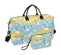 Cartoon Albatross Bright Yellow Decorative Oversized Travel Duffel Bag Tote Bag with Adjustable Strap for Gym Large Capacity bolso para viajar