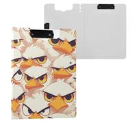 Cartoon Albatross Grey Folder Clipboard with Storage Horizontal and Vertical Double Clips Clip Board with Cover Clipboard Padfolio Stationery Organizer Supplies
