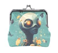 Cartoon Alien Print Science - Fiction and Fantasy Style Fashion Small Leather Coin Purse Waterproof Mini Change Wallet Coin Pocket for Girls Ladies Handbag monedero de tela para mujer