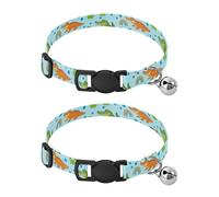 Cartoon Alligators Crocodiles Kitten Collar with Bell 2 Pack Cats Collar Adjustable 10.6 to 17.1 Inches