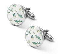 Cartoon Alligators Men's Cufflinks Tuxedo Cuff Links Dress Shirt Tie Accessories for Business Weddings