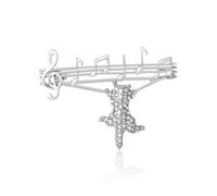 Cartoon Alloy Drip Piano Notes Cat Brooch Music Pet Pin, Silver